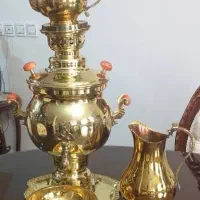 سماور گازسوز برنجی ۶ لیتری آبکاری شده