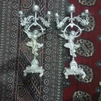 شمعدونی قدیمی برنجی طرح فرشته
