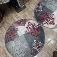 فرش دایره سایز ۸۰×۸۰ فرش گرد فانتزی طوسی ضخیم