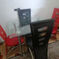 میز ناهار خوری ۴ نفره  چرم بدنه استیل