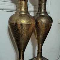 یک جفت گلدان برنجی هندی