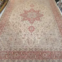 فرش دستبافت تک ۹متری هریس کرم ۵۰رج