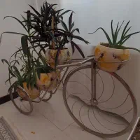 استند گل دوچرخه شیک همراه با گلدان و گل