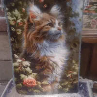 تابلو فرش طرح دو گربه بهاری|تابلو فرش|تبریز, |دیوار