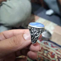 انگشتر فاخر نگین عقیق کبود یمنی