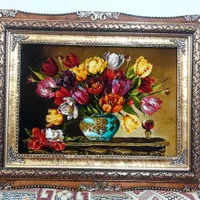 تابلو گل آهو کد 11 دستبافت و ابریشم دار|تابلو فرش|تبریز, |دیوار