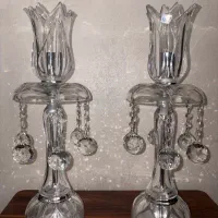 دو عدد شمعدان اصل کریستال چک
