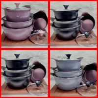 سرویس قابلمه چدن 8تیکه با درب پیرکس  فردوس کالا