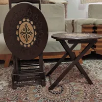 ۴ عدد میز عسلی چمدانی تاشو رنگ قهوه ای|مبلمان خانگی و میز عسلی|تهران, خلیج فارس|دیوار