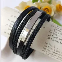 دستبند چرمی مردانه چهار لاین