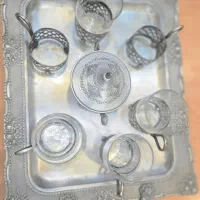 کلمن شیشه ای پایه چوبی و سرویس چایخوری|ظروف سرو و پذیرایی|اصفهان, سرشبادران|دیوار