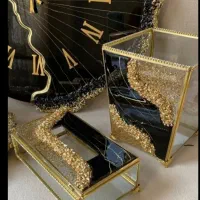 جا دستمالی وسطل زباله ست با ساعت و تیپگ