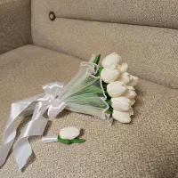 دسته گل عروس لاله لمسی