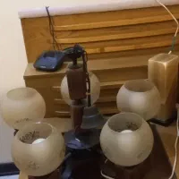 لوستر پنج شعله جنس چوب و فلز