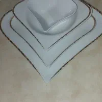 سرویس چینی ۲۴نفره طوس اسکوار لبه طلایی|ظروف سرو و پذیرایی|رباطکریم, رباطکریم|دیوار