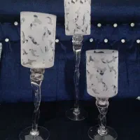 شمعدان انتیک قدیمی بزرگ تراش دار