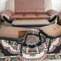 مبلمان چرمی ۱۰ نفره سالم + میز عسلی و میز جلو مبلی|مبلمان خانگی و میز عسلی|خمین, |دیوار
