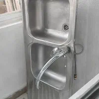 سینک استیل دو لنگه+شیر اهرمی سالم|کافی‌شاپ و رستوران|همدان, |دیوار