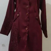 مانتو زرشکی رنگ کار شده با گیپور|لباس|کازرون, |دیوار