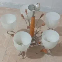 لوستر پنج شاخه چوبی