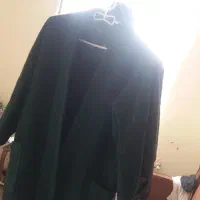 ست مانتو شلوار فوم بارونی ابی پالتو وکلی البسه ی