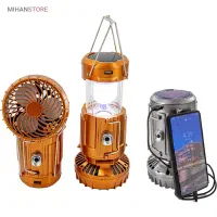 چراغ کمپینگ خورشیدی با پنکه و پاور بانک