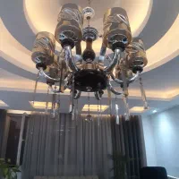 لوستر ۸ شعله برنج با سنگ طبیعی