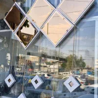 آینه دکوراتیو ۵تایی لوزی زنجیردار دیواری شامپاینی