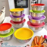 لگن استیل 5تیکه درب رنگی|ظروف پختوپز|گرگان, |دیوار