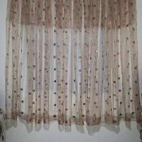 دو عدد پرده حریر توپ توپی نو بدون پارگی