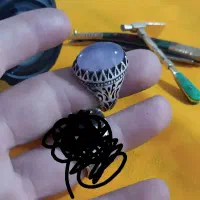 عقیق سوسنی با رکاب نقره|جواهرات|قم, کوه سفید|دیوار