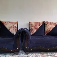مبل ۷نفره رنگ سورمه ای جنس پارچه مخمل