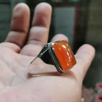 انگشتر نقره مردانه سایز ۶۴-۶۵ عقیق پرتقالی یمن اصل