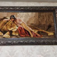 تابلو فرش ابریشمی دستباف ملکه و شیر