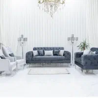 مبل راحتی چستر 7 نفره پارچه خاکستری