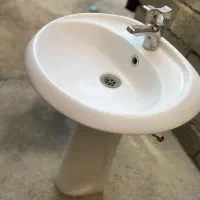 روشویی کامل همراه با شیر اهرمی ولوله فاضلاب کامل