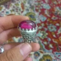 انگشتر نقره رکاب دست ساز  قلم کاری یاقوت پیازی
