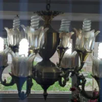 لوستر برنز و برنج اصل جفت ۸شعله،شامپاین طلایی|لوستر و چراغ آویز|زنجان, |دیوار