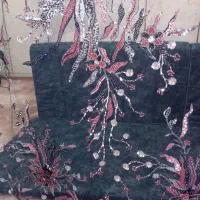 پارچه تور مجلسی سورمه ای|لباس|آبادان, |دیوار