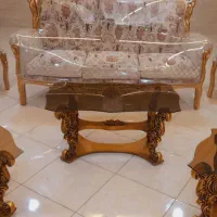 مبل استیل سلطنتی ۹نفره با میز و عسلی در حد نو|مبلمان خانگی و میز عسلی|مشکین‌دشت, |دیوار