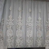 پرده تور فلت گل برجسته