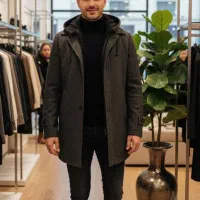 پالتو کشمیر کلاه دار مردانه