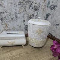 سطل و جا دستمال مخمل دانتل|صنایع دستی و سایر لوازم تزئینی|تهران, خاوران|دیوار