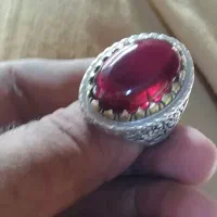 انگشترنقره یاقوت بالولح تاج طلای یاهموبرنجی