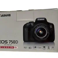 Canon 750D کم‌کارکرد و در حد نو + لنز 18-55 فابریک