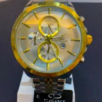 ساعت الگانس طلایی سفید