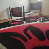 فرش شش متری باتخت یکنفره قرمز مشکی