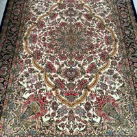 فرش دستبافت گونه قم ابریشم ۱۷۰۰شانه تراکم بالا