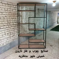 اسکلت فلزی قفسه کتابخانه ویترین دکور فلز و چوبی|دفتر کار|اصفهان, دانشگاه اصفهان|دیوار