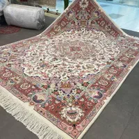 فرش دستباف جفت ۹ متری گل ابریشم کاسه کوزه